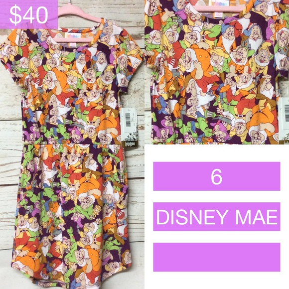Lularoe Disney Mae Seven Dwarfs Size 6 